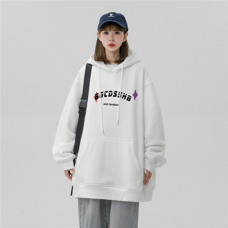 中性风23新款秋季时尚百搭宽松字母印花潮流卫衣W1028P40控58图片