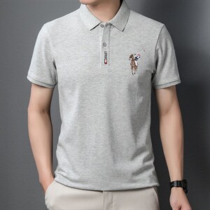 2023新款夏季纯棉半袖POLO衫男士短袖T恤时尚上衣翻领t恤衫潮P55图片