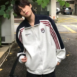 Y8060-P45 美式条纹休闲夹克男春潮牌字母印花外套vibe高街百搭图片