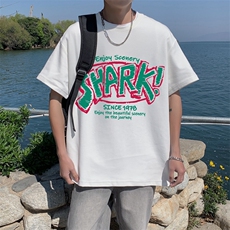 新款短袖t恤男女潮流印花感宽松半袖体恤衫男517A-2-T6627-P28，男装T恤，星座517A-2