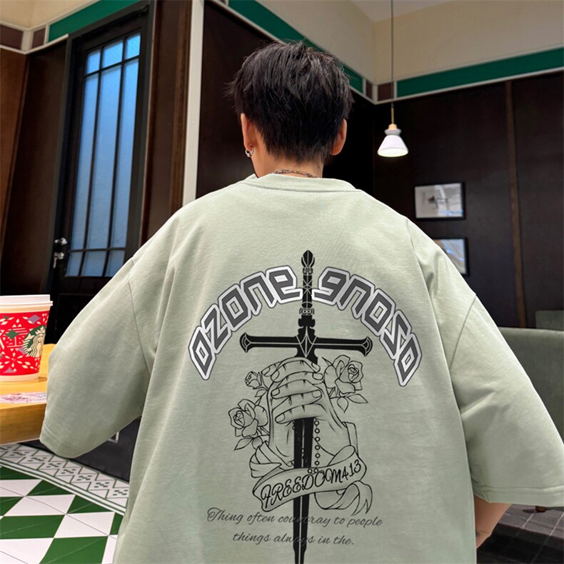 量大优供视频230g重磅纯棉短袖T恤男NT176-特P19控38,男装T恤,电商B367