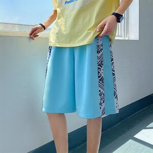 主推~港风夏季宽松休闲腰果花拼接男士运动五分短裤A125-6613-P30图片