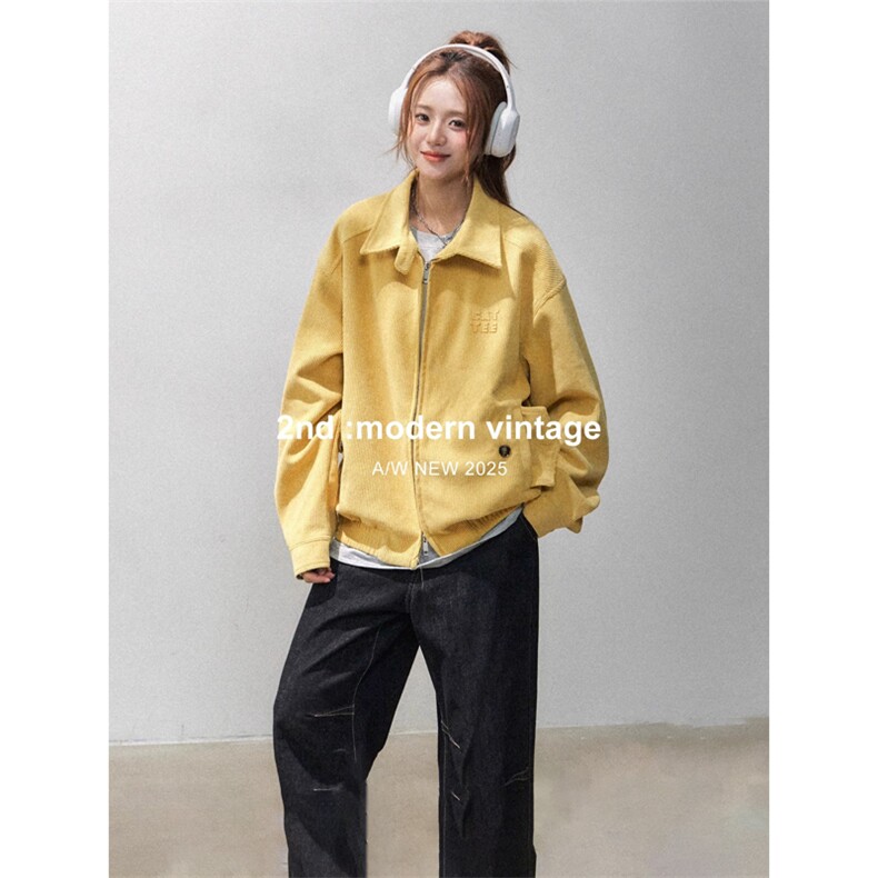 网图有货美式复古灯芯绒哈灵顿夹克男女简约工装外套A900-P78,男装夹克,星座1505