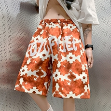 花裤子~奶牛设计速干篮球五分裤沙滩运动短裤XZ1002-K135-P42，男装牛仔裤，星座908