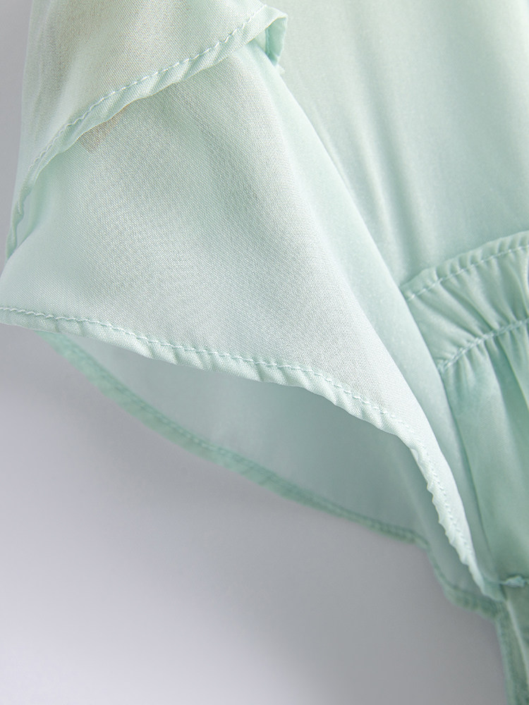 水衣源2729款纯色木耳边荷叶袖A字小衫阔腿裤冰爽套装女夏,商品下架区,水衣源