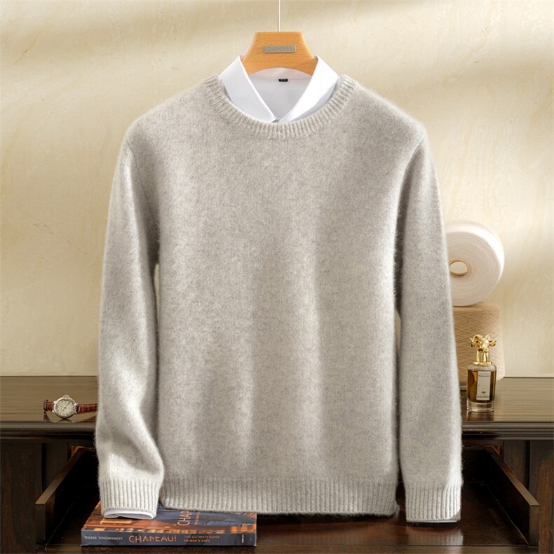 2025年秋季圆领长袖青春流行特厚五针三股圆领，男装羊绒套衫，雪贝坊一店