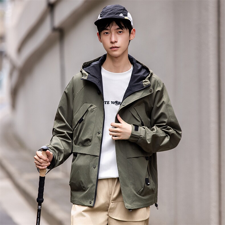 【限价199】2025春秋季新款登山服男士夹克宽松潮流速干连帽外套,男装夹克,电商D215