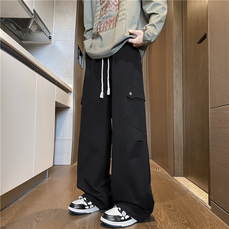 抖音品质高街美式抽绳大口袋设计感工装裤B315-K25300-特p45控88,男装休闲裤,电商B315