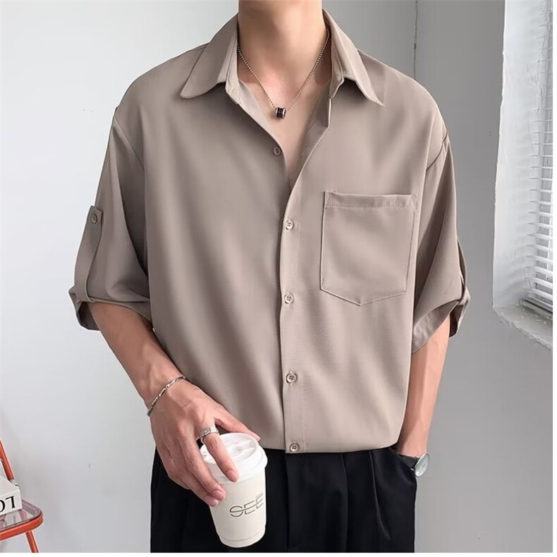 衬衫文艺日系潮流流行潮夏季原宿标准气质七分袖C567310B-2-P30,男装衬衫,星座310B-2