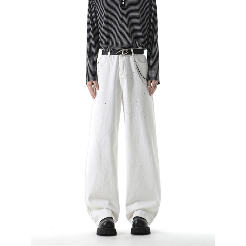 809B-新春现货主推泼漆牛仔裤 男女同款  809B-620-P48图片