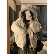 网图小众设计KT刺绣加厚座山雕毛绒外套男女冬季棉衣外套P108，男装棉衣，电商C306-1