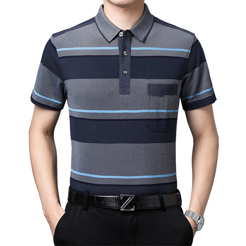 百搭时尚polo男士短袖上衣条纹夏季宽松中年潮流T恤HM1506-P60,男装Polo衫,星座1105-3