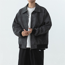 YK86027-P65聚酯纤维现货抖音可送样衣PU皮衣，男装皮衣，电商A086-1
