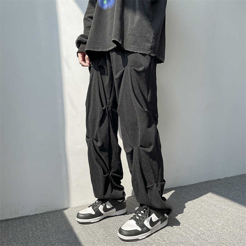 703-K277-P55春季磨毛褶皱暗黑风宽松个性休闲裤,男装休闲裤,星座703