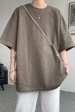 8XL-M特大码短袖重磅T恤男美式复古竹节棉五分袖上衣DX326P45，男装T恤，电商D206-1
