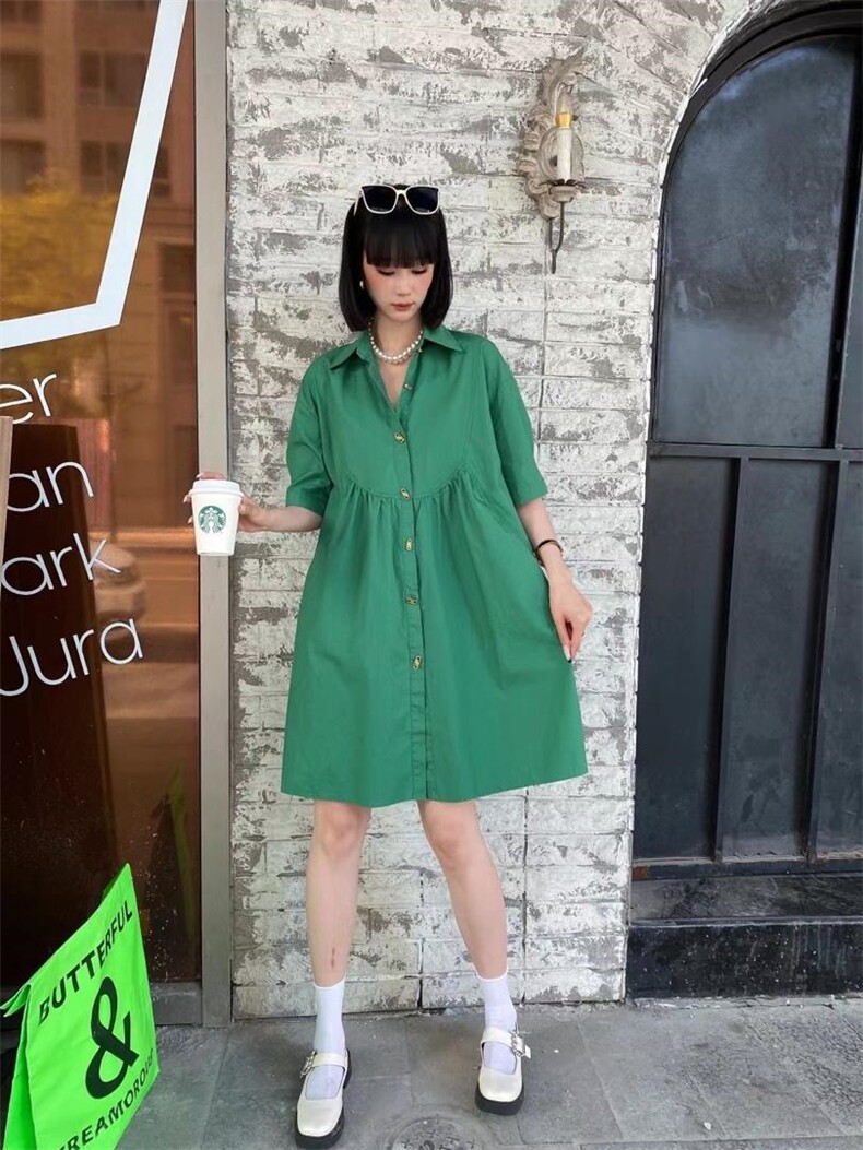 爱美欧夏季新款现货韩版时尚衬衫连衣裙，女装衬衫，爱美欧