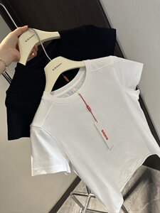 辣妹圆领短袖T恤女装春季2025新款气质修身显瘦纯色短款上衣t恤图片