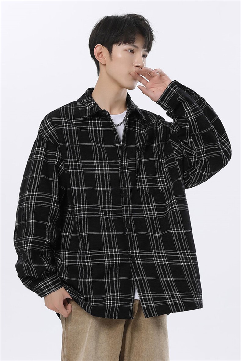 复古格子雪尼尔加厚衬衫夹克外套休闲情侣宽松C2201-P45【特价】,男装夹克,电商A007
