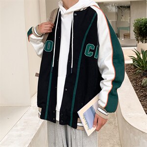 美式潮牌棒球服秋季拼色情侣工装夹克宽松潮流休闲上衣 W1390-P62图片