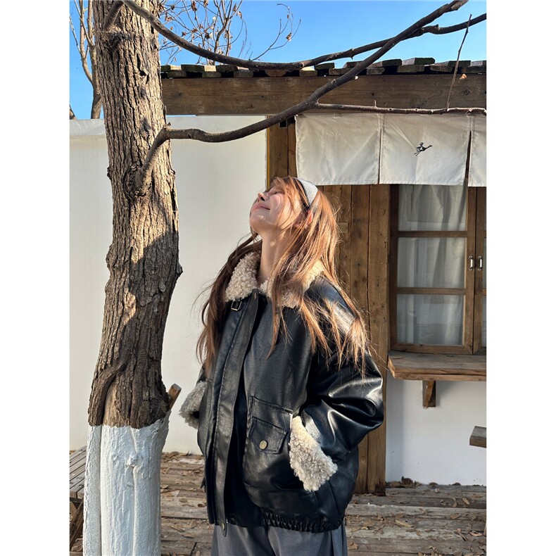 网图美式夹棉加厚皮衣外套情侣羊羔毛拼接皮棉服A025-HY1217-P80,男装皮衣,电商A025