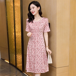 2024夏季新款法式茶歇裙V领收腰系带A字裙显瘦连衣裙长裙女M图片