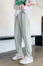 K6068/P40夏季冰丝裤高品质垂感休闲裤男九分裤开衩大码男裤控58，男装休闲裤，电商A141