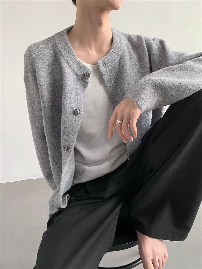 2025年秋季新款百搭圆领男女开衫，男装针织衫/毛衣，浩新羊绒