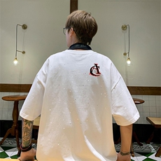 可48小时发货支持抖音得物来样二开美式满天星亮片短袖T恤MTX706，男装T恤，电商A486-1