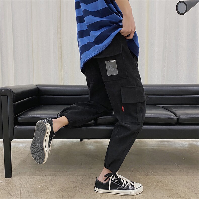 20秋装港风大码潮流工装灯芯绒宽松抽绳小脚休闲男裤,男装休闲裤,电商A009A（原A058A）