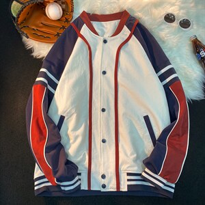 EQ86 棒球服外套男拼色刺绣学院风学生夹克2024新款秋装班服 P118图片