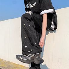 美式街头裤子男夏季薄款排扣休闲裤宽松拖地嘻哈炸街CK501P35，男装休闲裤，星座410-2