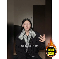现货高品质美式高街重磅狼王座山雕毛毛领棉衣男女加厚棉服冬外套，男装棉衣，电商A486-1