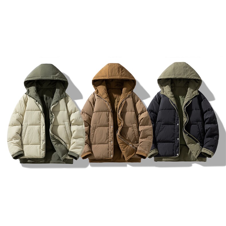 日系复古假两件连帽棉衣男冬季宽松情侣冬季棉服M0829-P103,男装棉衣,星座308B-2