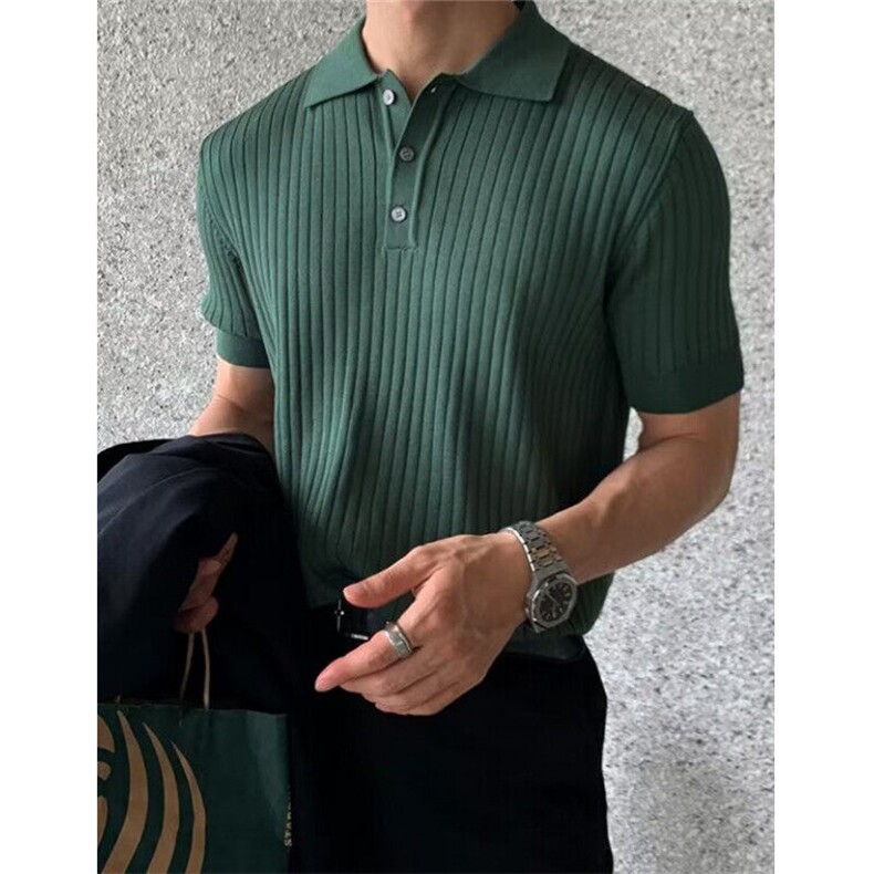翻领polo衫短袖男宽松休闲夏季薄款纯色针织衫t恤打底衫T2217,男装Polo衫,星座1116A-2（原606A-1）