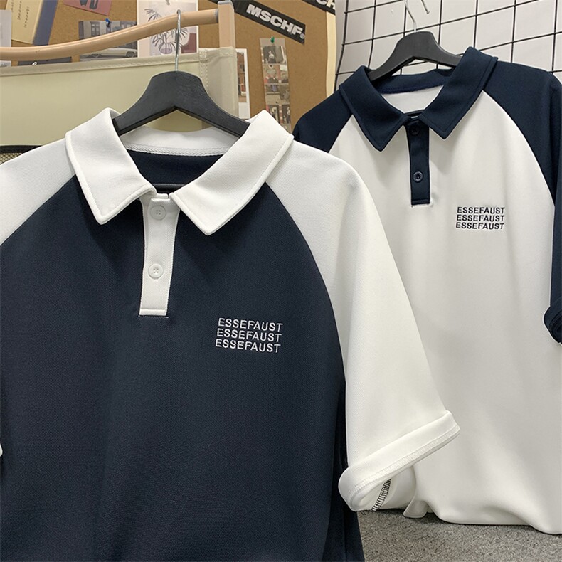 主推港风刺绣插肩袖polo衫短袖男T恤X416b-1-DT521-P45限58,男装T恤,星座416B-1