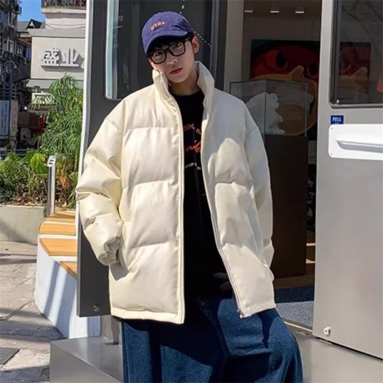 现货二开抖音得物供视频三防加厚PU皮质立领棉衣棉服LL2333,男装棉衣,电商A486