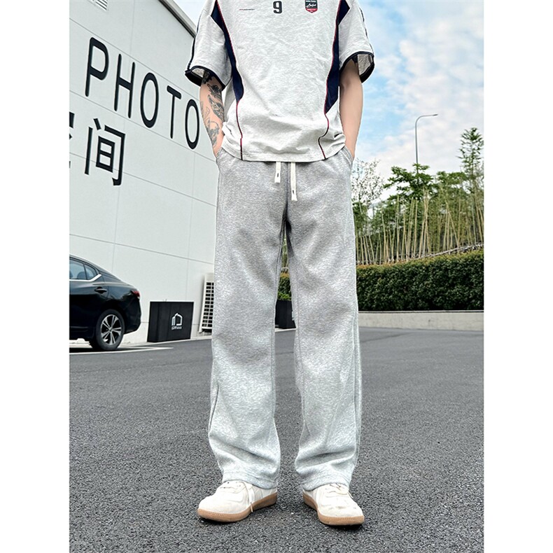 K10033-P35潮牌卫裤男2025新款百搭褶皱宽松直筒休闲长裤,男装休闲裤,电商A178