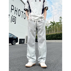 K10033-P35潮牌卫裤男2025新款百搭褶皱宽松直筒休闲长裤，男装休闲裤，电商A178