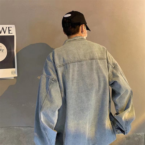 美式复古水洗牛仔夹克男秋冬潮hiphop外套oversize小众GH021-P65图片