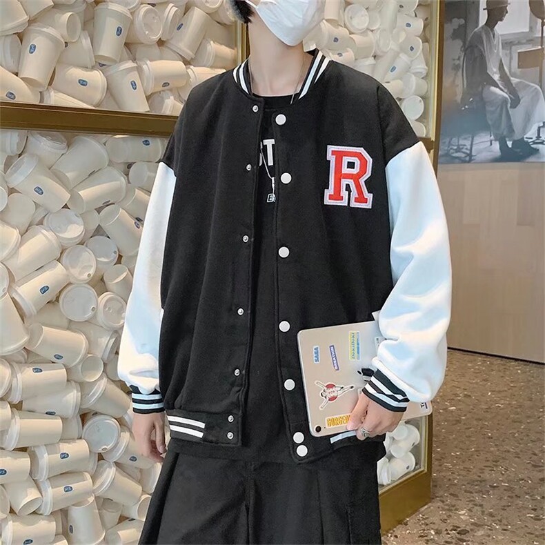 潮牌棒球服男春季韩版ins拼色宽松夹克休闲情侣外套上衣WT033-p40，男装夹克，星座1008