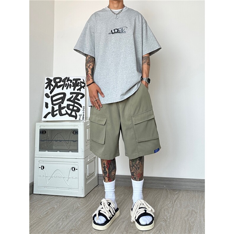 日系工装短裤男美式夏季休闲过膝五分裤A061-YJ6914-P35-限58,男装休闲裤,电商A061