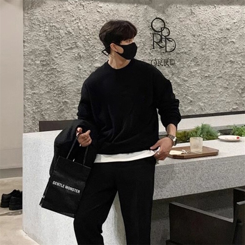 抖音得物高品质二开支持退换25秋冬美式宽松曼巴纯色圆领卫衣Y77,男装卫衣,电商A486-1