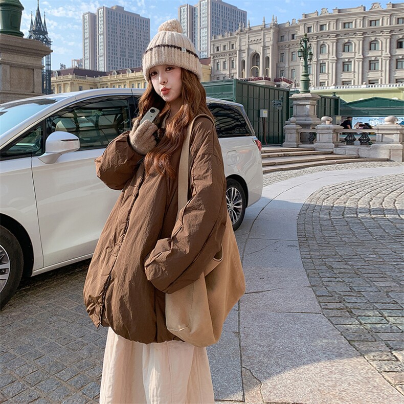 美拉德咖色复古羽绒服女中长款2025冬季新款保暖90白鸭绒加厚外套,女装短外套,2B183