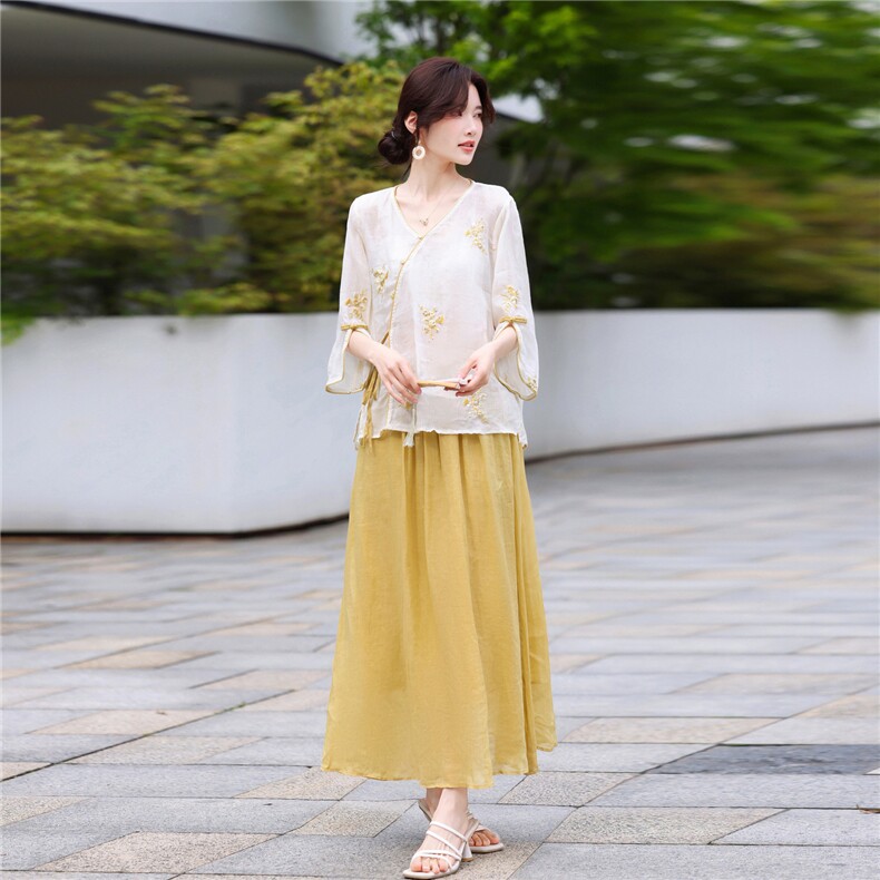苎麻套装女夏2026新款宽松休闲时尚减龄棉麻阔腿裤两件套,女装套装/套裙,鑫源服饰