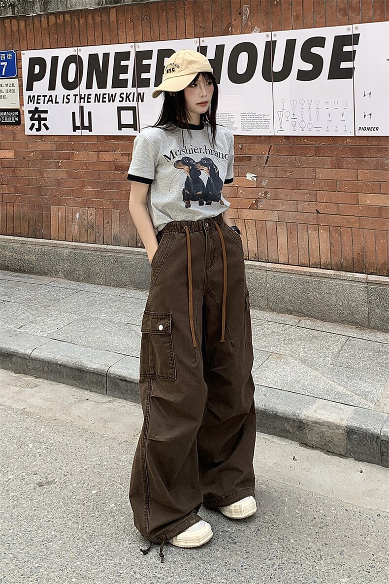 工装裤女小个子2026新款夏季薄款休闲阔腿裤宽松慵懒风YD9002-P75,男装牛仔裤,星座509