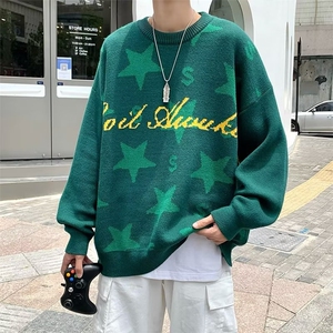 欧美高街毛衣男女宽松慵懒风秋冬外穿圆领星星JY08P42图片
