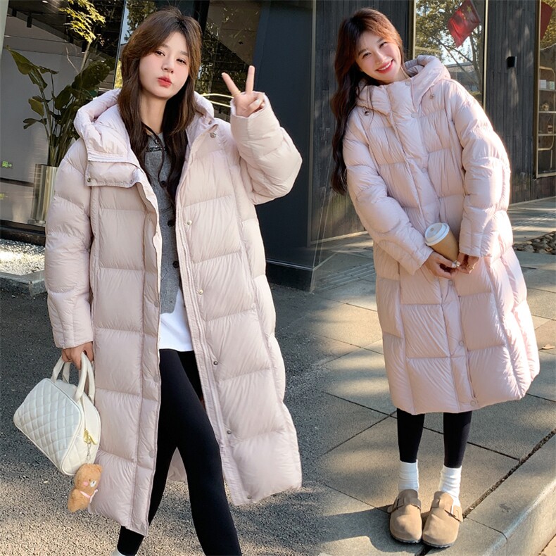 粉色超好看羽绒服女冬季加厚2025新款中长款显瘦时尚白鸭绒面包服图片