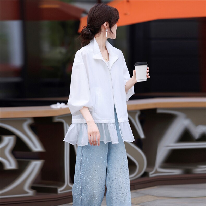 防晒衣女夏季2026年新款薄款长袖百搭时尚短款宽松防晒开衫外套,女装短外套,鑫源服饰