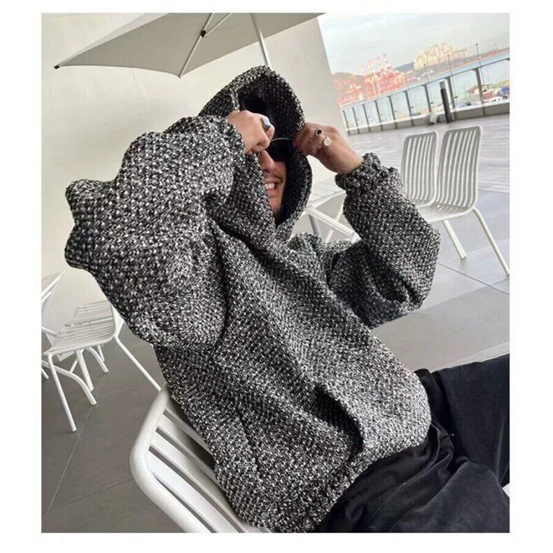 网图小香风编制卫衣男款美式宽松休闲潮牌连帽卫衣外套Y6135-P45,男装卫衣,星座1001-1