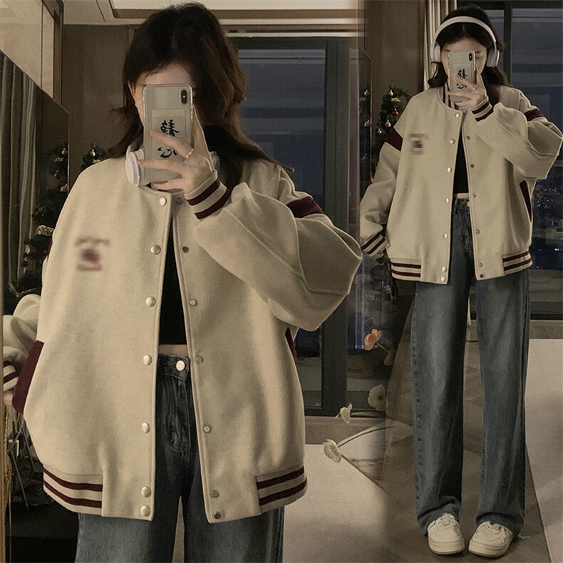 潮春装新款小众学院风刺绣棒球服外套夹克 C768-110图片